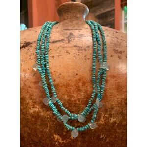 Jay King Multi Strand Sterling Silver, Turquoise and Quartz Necklace
